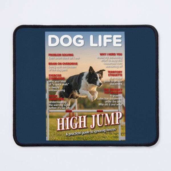 Item preview, HIGH JUMP: Border Collie Dog Life Magazine Cover designed and sold by FrancophileFun.