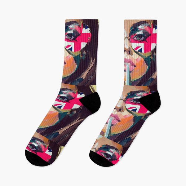 Item preview, Femme Fatale Art- Celebrate Urban Color with a Vibrant Woman in Union Jack Sunglasses designed and sold by OlfactoART Studio.