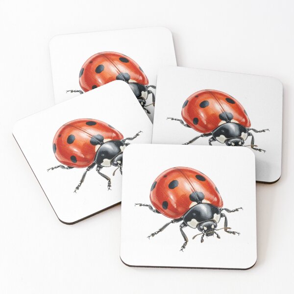 Item preview, Red Ladybug with Black Polka Dots - Realistic Watercolor Illustration designed and sold by Chaoscience.