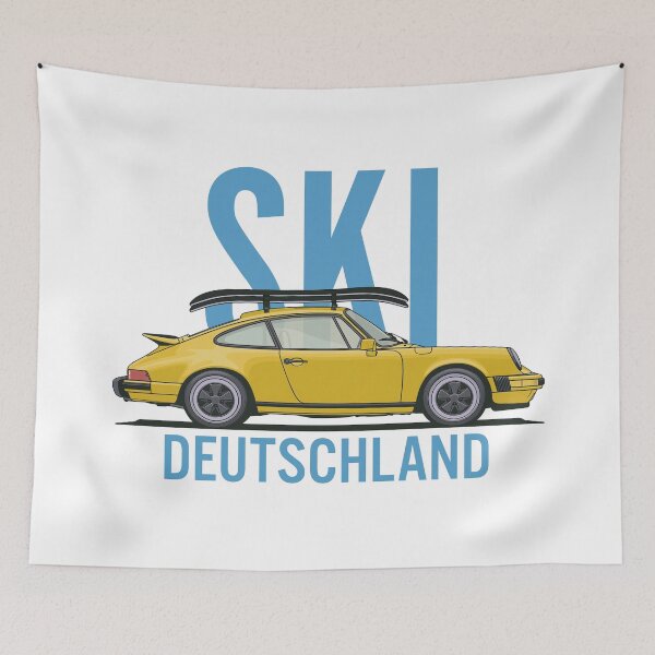 Item preview, Vintage Porsche 911 964 Ski Deutschland illustration designed and sold by blackdogshop.