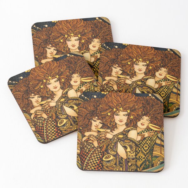 Item preview, Art Nouveau Illustration Decorative Three Women Fantasy Scene for Vintage Art Lovers designed and sold by RickE.