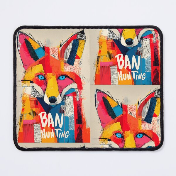 Item preview, Take a Stand for Wildlife with a Vibrant Geometric Fox and Bold Ban Hunting Message designed and sold by OlfactoART Studio.