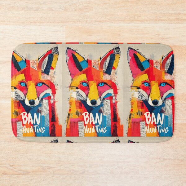 Item preview, Take a Stand for Wildlife with a Vibrant Geometric Fox and Bold Ban Hunting Message designed and sold by OlfactoART Studio.