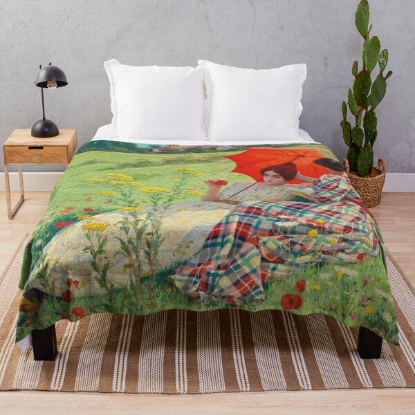 Item preview, Impressionist Painting Women Relaxing in Meadow with Red Parasol for Classic Art Lovers designed and sold by RickE.
