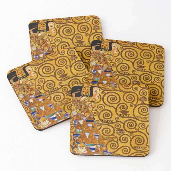 Item preview, Art Nouveau Painting Decorative Woman with Golden Spiral Pattern for Gustav Klimt Fans designed and sold by RickE.