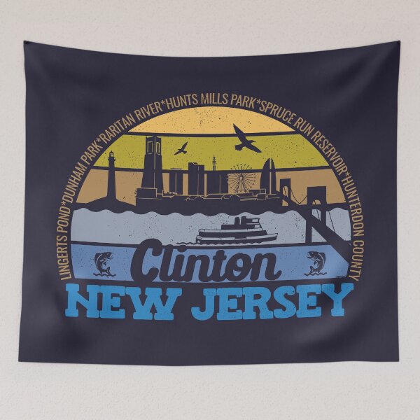Item preview, Clinton New Jersey Sunset Retro Vintage Local Pride Logo designed and sold by CRHPOD20.