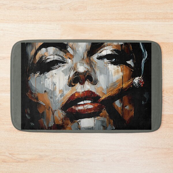 Item preview, Femme Fatale Abstract Womans Portrait Featuring a Cigar and Vibrant Brushstrokes designed and sold by OlfactoART Studio.