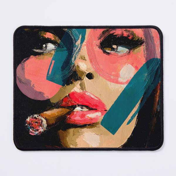 Item preview, Step into Pop Art Glamour with a Bold Woman in Oversized Sunglasses Holding a Lit Cigar designed and sold by OlfactoART Studio.