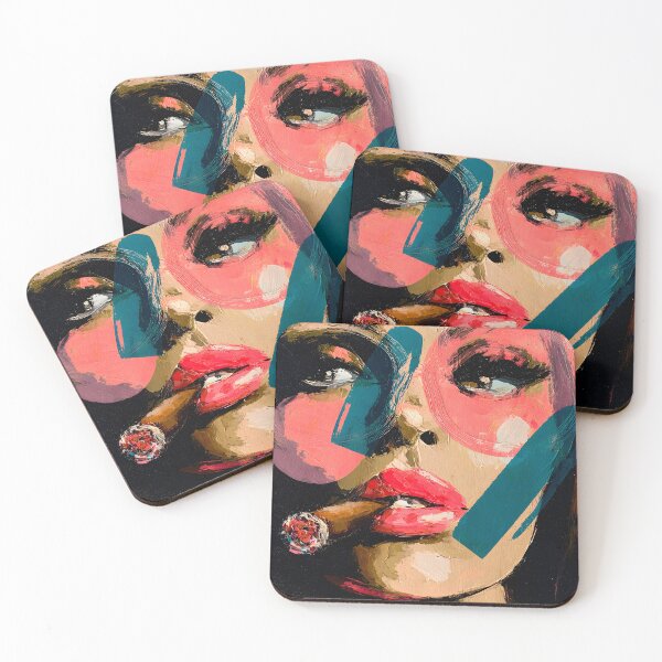 Item preview, Step into Pop Art Glamour with a Bold Woman in Oversized Sunglasses Holding a Lit Cigar designed and sold by OlfactoART Studio.