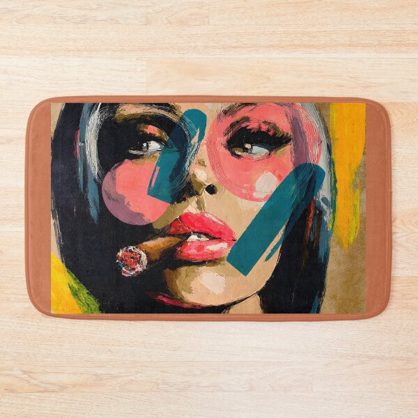 Item preview, Step into Pop Art Glamour with a Bold Woman in Oversized Sunglasses Holding a Lit Cigar designed and sold by OlfactoART Studio.