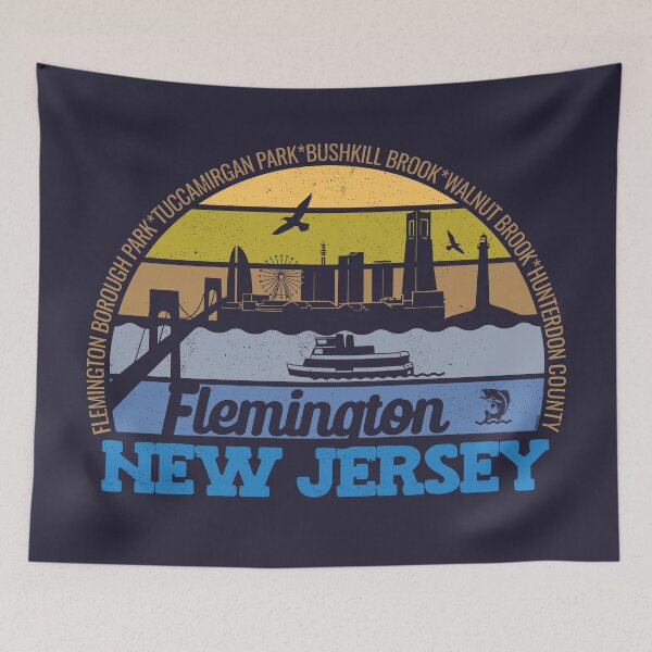 Item preview, Flemington New Jersey Sunset Retro Vintage Local Pride Logo designed and sold by CRHPOD20.