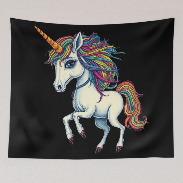 Item preview, Rainbow Aura Unicorn – Vibrant Fantasy Illustration designed and sold by Perfect Imperfections .