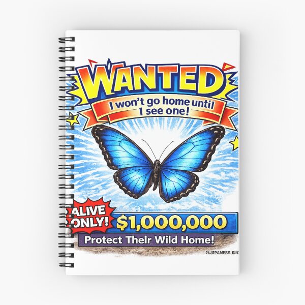 Item preview, WANTED Blue Morpho Butterfly Shirt - Insect Lover Gift Bug Hunter Kids Nature Tee Protect Their Wild Home designed and sold by Japanese Bug Hunter.