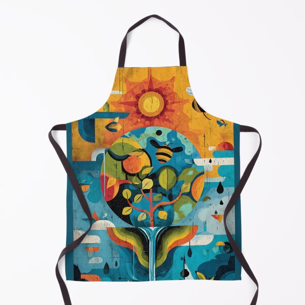 Item preview, Protect Nature with a Vibrant Eco Art- Save Planet Scene of Bees, Tree, Sun and Rain designed and sold by OlfactoART Studio.