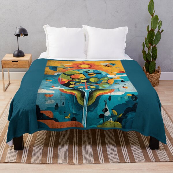 Item preview, Protect Nature with a Vibrant Eco Art- Save Planet Scene of Bees, Tree, Sun and Rain designed and sold by OlfactoART Studio.