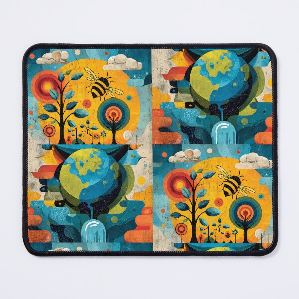 Item preview, Promote Environmental Awareness with Surreal Bee Campaign Art Over Vibrant Landscapes and Earth designed and sold by OlfactoART Studio.