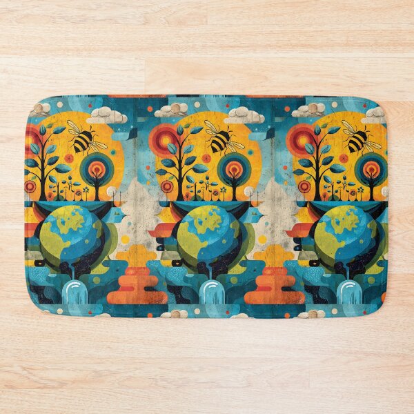 Item preview, Promote Environmental Awareness with Surreal Bee Campaign Art Over Vibrant Landscapes and Earth designed and sold by OlfactoART Studio.