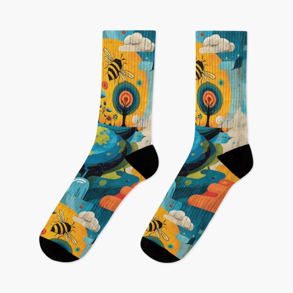 Item preview, Promote Environmental Awareness with Surreal Bee Campaign Art Over Vibrant Landscapes and Earth designed and sold by OlfactoART Studio.