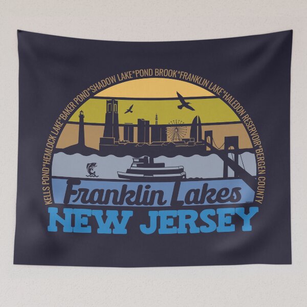 Item preview, Franklin Lakes New Jersey Sunset Retro Vintage Local Pride Logo designed and sold by CRHPOD20.