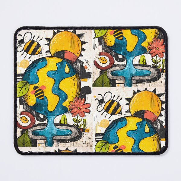 Item preview, Celebrate Nature's Joy with a Vibrant Earth Collage Featuring a Playful Bumblebee and Shining Sun designed and sold by OlfactoART Studio.
