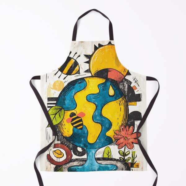 Item preview, Celebrate Nature's Joy with a Vibrant Earth Collage Featuring a Playful Bumblebee and Shining Sun designed and sold by OlfactoART Studio.