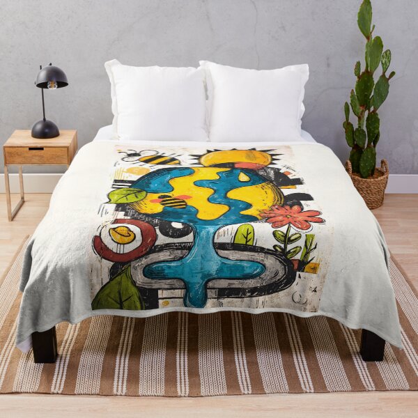 Item preview, Celebrate Nature's Joy with a Vibrant Earth Collage Featuring a Playful Bumblebee and Shining Sun designed and sold by OlfactoART Studio.
