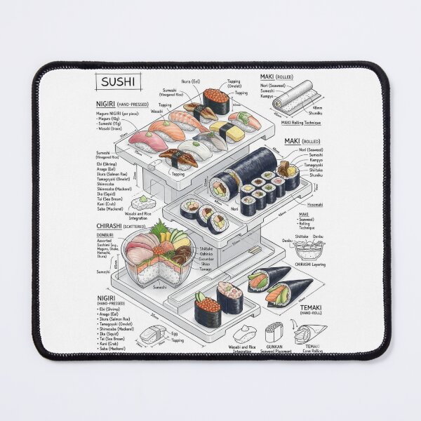 Item preview, Japanese Sushi - technical drawing designed and sold by Rhu Creations.