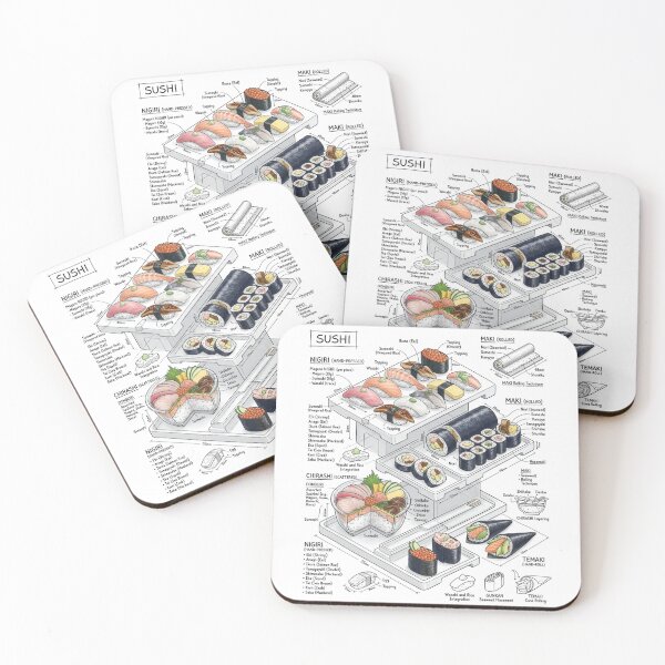 Item preview, Japanese Sushi - technical drawing designed and sold by Rhu Creations.