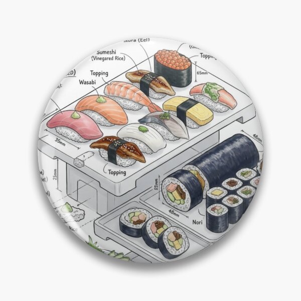 Item preview, Japanese Sushi - technical drawing designed and sold by Rhu Creations.
