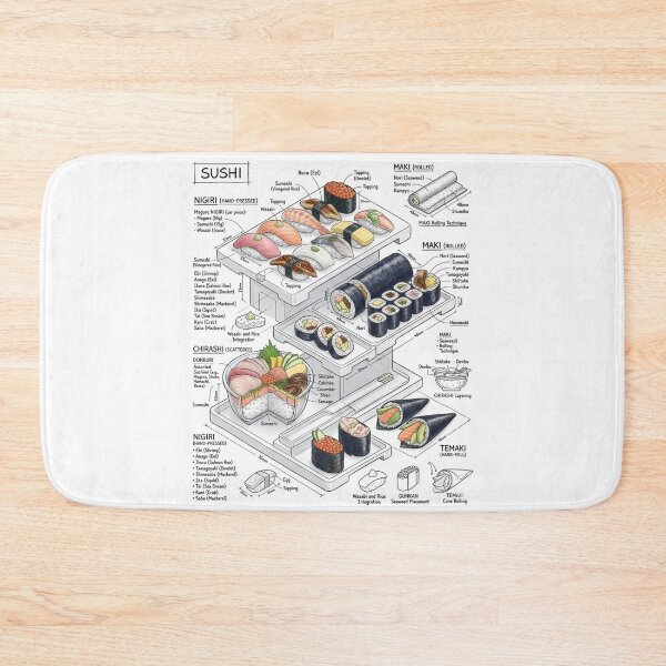 Item preview, Japanese Sushi - technical drawing designed and sold by Rhu Creations.
