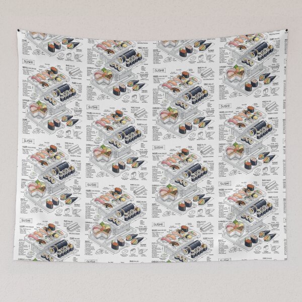Item preview, Japanese Sushi - technical drawing designed and sold by Rhu Creations.