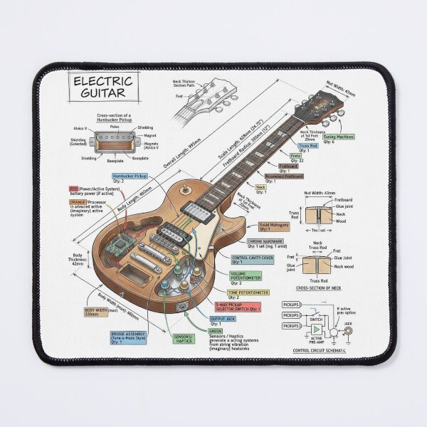 Item preview, Electric Guitar - Cross-section Isometric Drawing designed and sold by Rhu Creations.