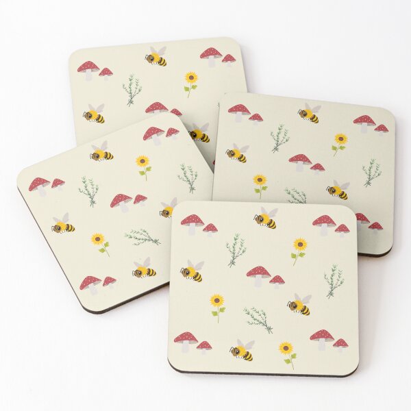 Item preview, Mushrooms Sunflowers Bees Herbs Pattern Stickers Prints Posters Wall Art Magnet Home Coffee Cup Decoration TShirt Stationary Notebook Magnet Hat Kitchen Work School Office Redbubble Shop designed and sold by Saritas Boutique Shop.