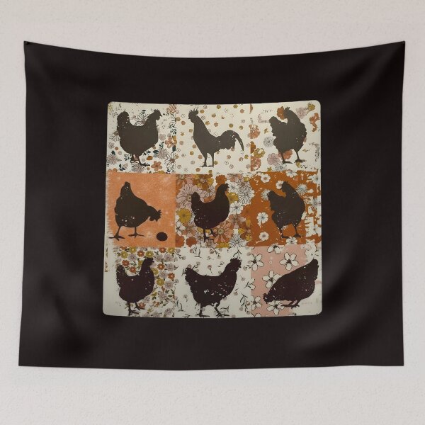 Item preview, Retro Boho Chicken, Flowers Chicken, Floral Retro Chicken Mama designed and sold by DesignDenDo ⭐⭐⭐⭐⭐.