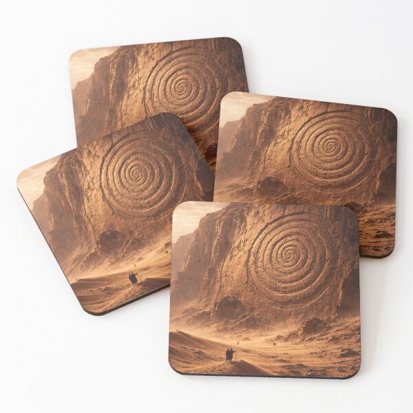 Item preview, Ancient Spiral Cliff Monument | Mythic Desert Civilisation Wall Art | Spiral Ages Fantasy Landscape designed and sold by Element Horizon Studio.