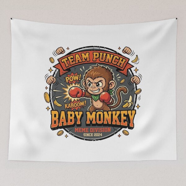 Item preview, Team Punch Baby Monkey Meme - The Tiniest Fighter Vintage Retro designed and sold by Wear Sculpt.