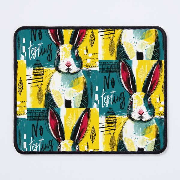 Item preview, Champion Compassion with a Vibrant Rabbit in Bold Colors and No Animal Testing Message designed and sold by OlfactoART Studio.