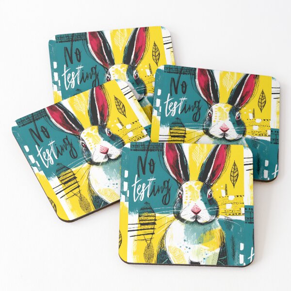 Item preview, Champion Compassion with a Vibrant Rabbit in Bold Colors and No Animal Testing Message designed and sold by OlfactoART Studio.