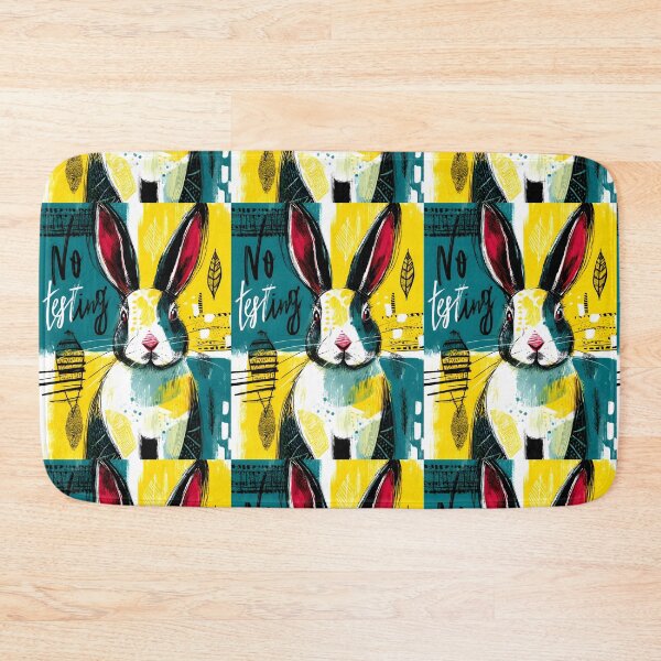 Item preview, Champion Compassion with a Vibrant Rabbit in Bold Colors and No Animal Testing Message designed and sold by OlfactoART Studio.