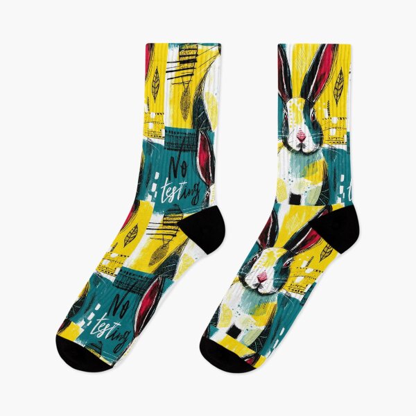 Item preview, Champion Compassion with a Vibrant Rabbit in Bold Colors and No Animal Testing Message designed and sold by OlfactoART Studio.