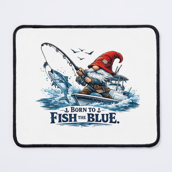 Item preview, Born to Fish the Blue – Fishing Gnome Offshore Illustration designed and sold by SaltyLinesOut.