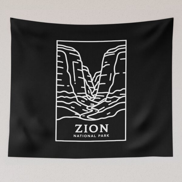 Item preview, Zion National Park White Line Art Illustration designed and sold by Stripe Wall Studio.
