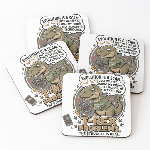Item preview, Funny T-Rex Problems Meme - Short Arms Low Battery Evolution Scam designed and sold by Wear Sculpt.