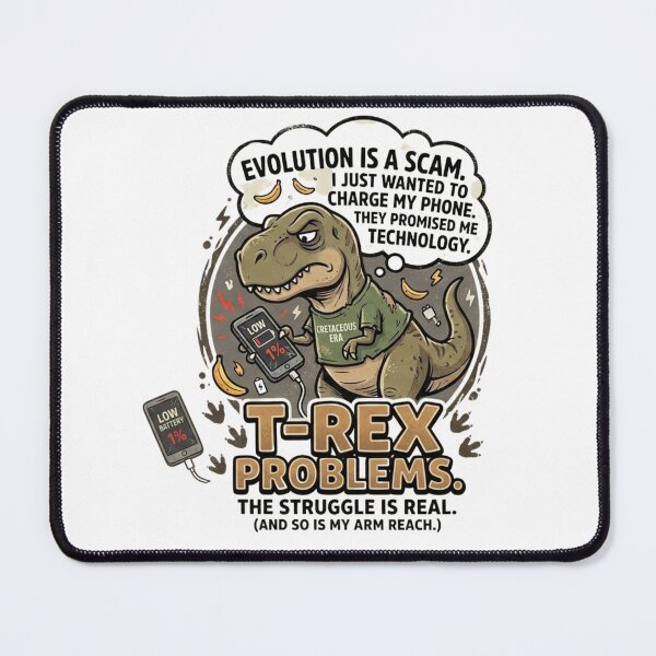Item preview, Funny T-Rex Problems Meme - Short Arms Low Battery Evolution Scam designed and sold by Wear Sculpt.