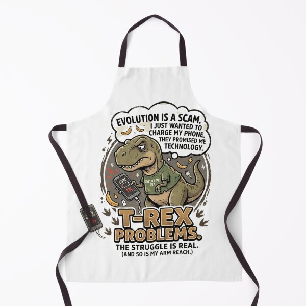 Item preview, Funny T-Rex Problems Meme - Short Arms Low Battery Evolution Scam designed and sold by Wear Sculpt.