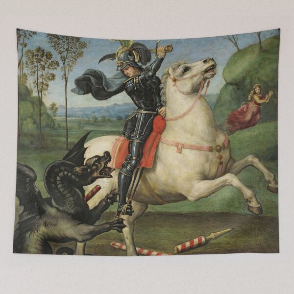 Item preview, Saint George and the Dragon Renaissance Style Knight Battle Illustration for Medieval Art Lovers designed and sold by RickE.