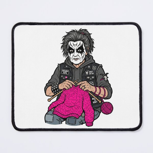 Item preview, Heavy Metal Corpse Paint Knitting Grandma Cartoon designed and sold by Kvarny.