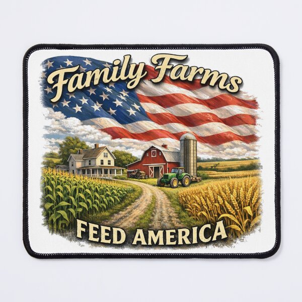 Item preview, Family Farms Feed America | Patriotic Farmer, Barn, & Tractor under an American Flag Design designed and sold by RCMLS-Tees.