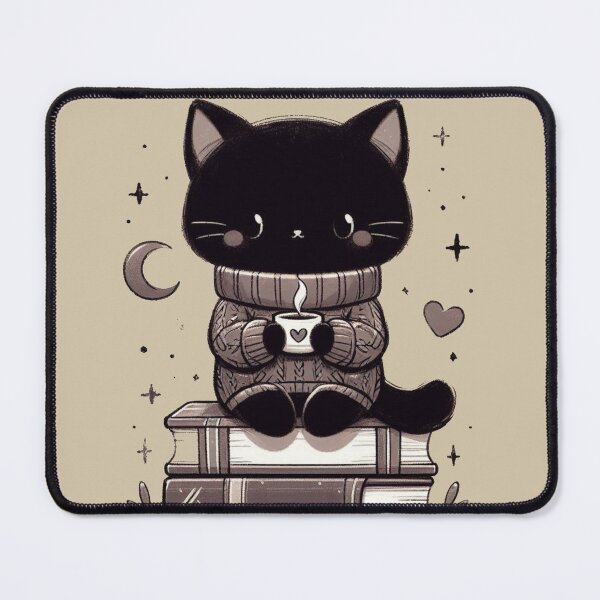 Item preview, Black cat drinking coffee on a books. designed and sold by Art Fly.
