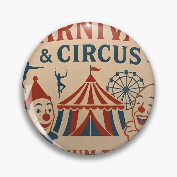 Item preview, Vintage carnival ticket with clown faces and circus tent designed and sold by Creative88Art.